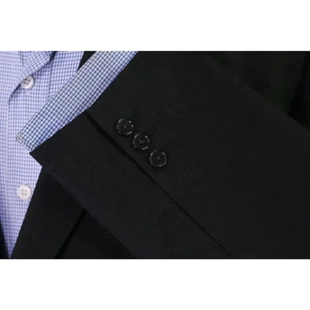 Mitsukoshi Tokyo Bespoke Vintage 1966 Solid Black 2-Btn Wool Blazer 42S - Picture 6 of 8